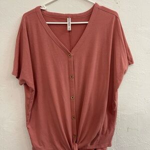 Zenana Premium - Women's Pink Button-Down Top